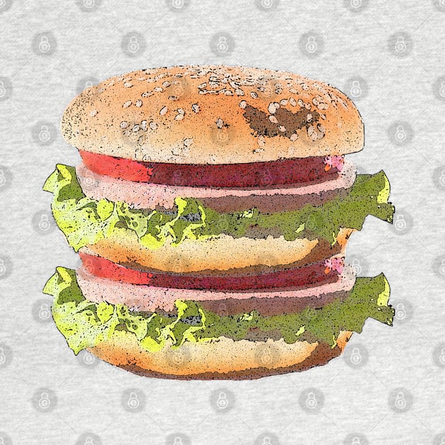 Triple Patty Hamburger Illustration by vnteees1